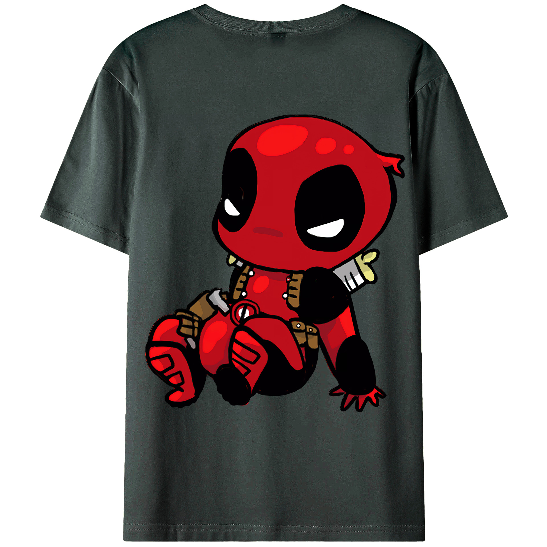 （画像用） Deadpool デッドプール 綿100％ メンズ半袖Tシャツ（バックプリント） 通気性